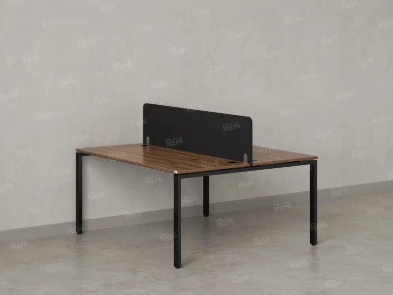 Бенч-система, 2 рабочих места, с одним тканевым экраном 1800x1400x750 RM165-1-18x14 Дуб Юстус/Черный