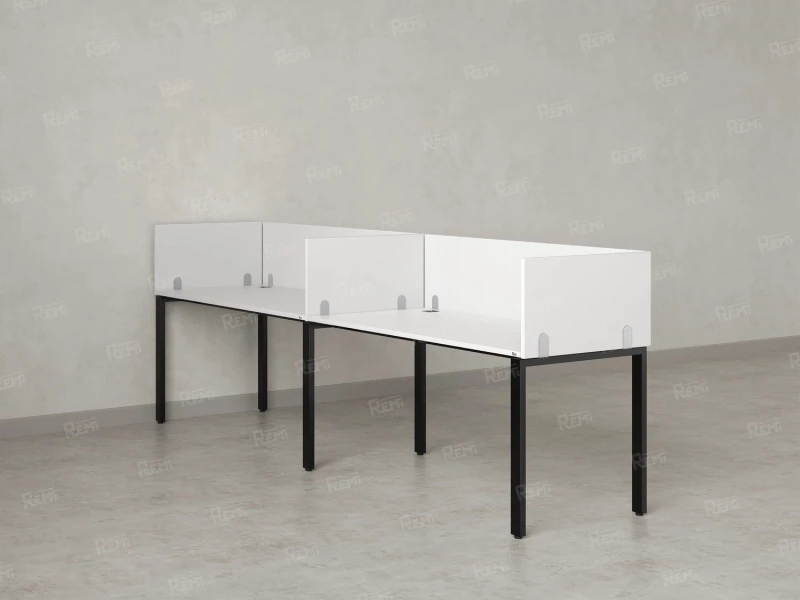 Бенч-система в 1 ряд, 2 рабочих места 5 ЛДСП экранов 2000x700x750 RM167-2-20x7 Белый/Черный