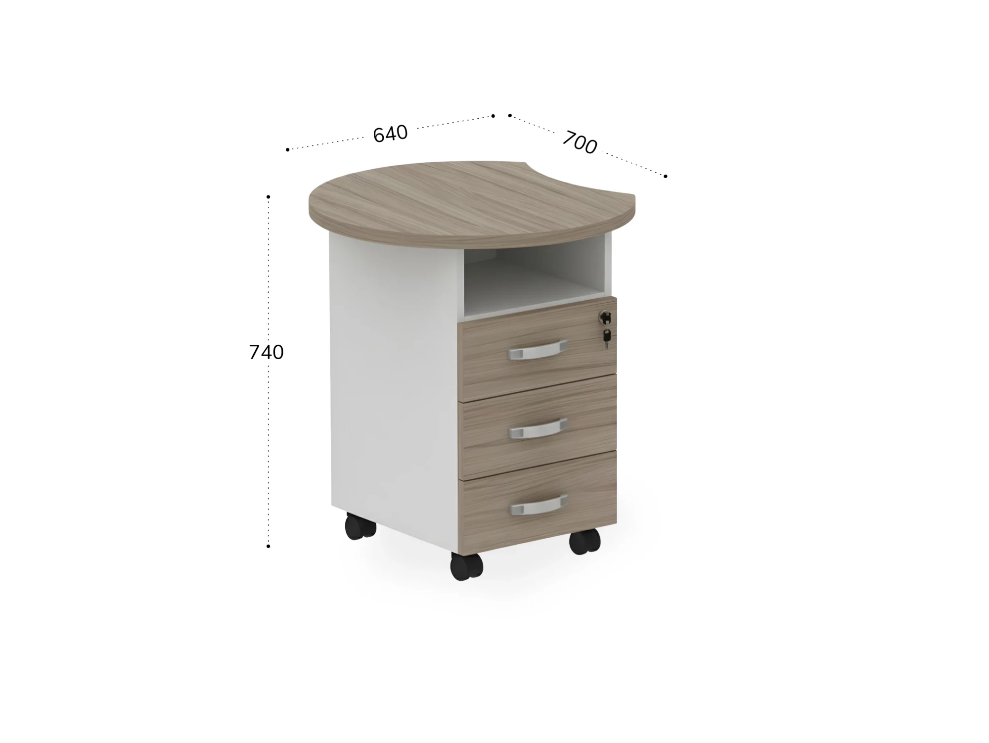 BRL RB087-64х70L Тумба приставная левая 640х700х740 Шорвуд/Белый