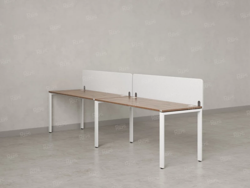 Бенч-система в 1 ряд, 2 рабочих места 2 тканевых экранов 3600x600x750 RM167-3-36x6 Дуб Юстус/Белый