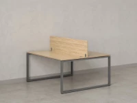 Бенч-система, 2 рабочих места, с одним экраном ЛДСП 1400x1400x750 RM169-2-14x14 Вяз Швейцарский светлый/Серый