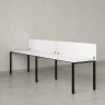 Бенч-система в 1 ряд, 2 рабочих места 2 ЛДСП экранов 3200x800x750 RM167-4-32x8 Белый/Черный