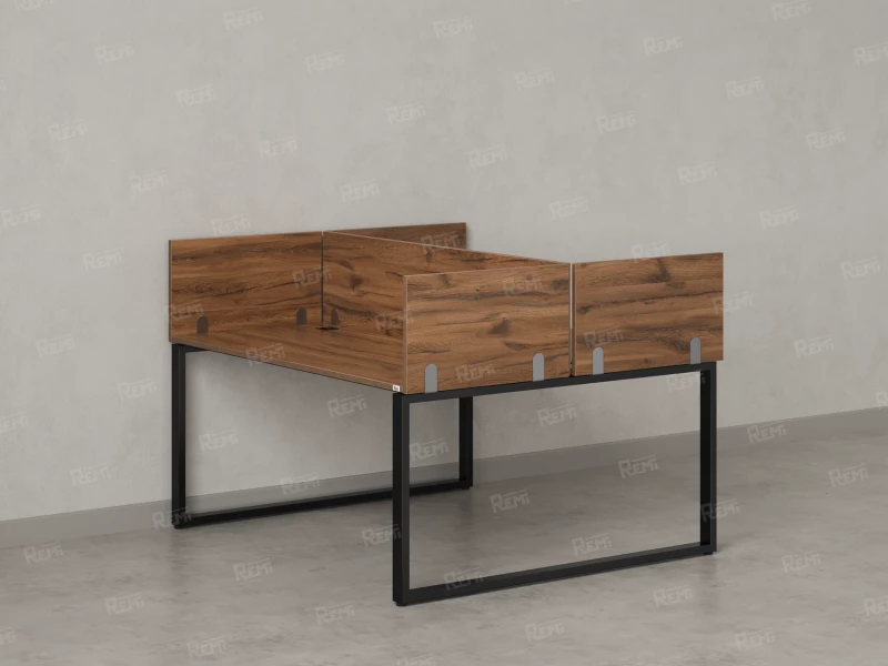 Бенч-система, 2 рабочих места, 5 ЛДСП экранов 1200x1200x750 RM169-4-12x12 Дуб Юстус/Черный