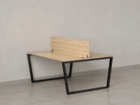 Бенч-система, 2 рабочих места, с одним экраном ЛДСП 1400x1400x750 RM172-2-14x14 Вяз Швейцарский светлый/Черный