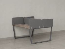 Бенч-система, 2 рабочих места, 5 тканевых экранов 1200x1600x750 RM172-3-12x16 Дуб Маувелла/Серый