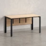 Стол прямой, П-опоры, экран ЛДСП,парящая стол-ца 1200x600x750 RM007-12x6 Вяз Швейцарский светлый/Черный