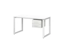 Стол прямой с подвесной тумбой 2 ящика, О-опора 2000x600x750 RM037-20x6 Белый/Белый