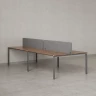 Бенч-система, 4 рабочих места, на П-образных опорах, 2 тканевых экранов 1800x1200x750 RM166-3-18x12 Дуб Юстус/Серый