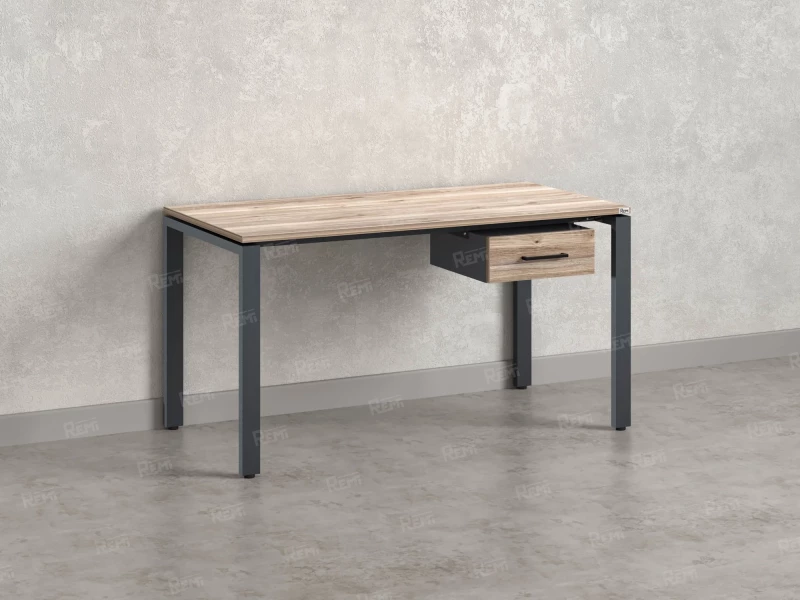 Стол прямой с подвесной тумбой, П-опора 2000x800x750 RM038-20x8 Дуб Маувелла/Серый