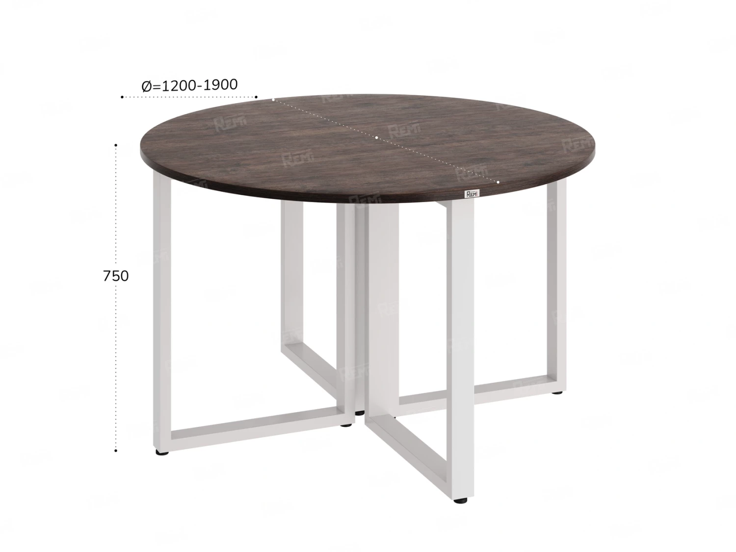 Круглый стол на О-образных опорах 1400x1400x750 RM187-14x14 Дуб Апрельский шоколад/Белый