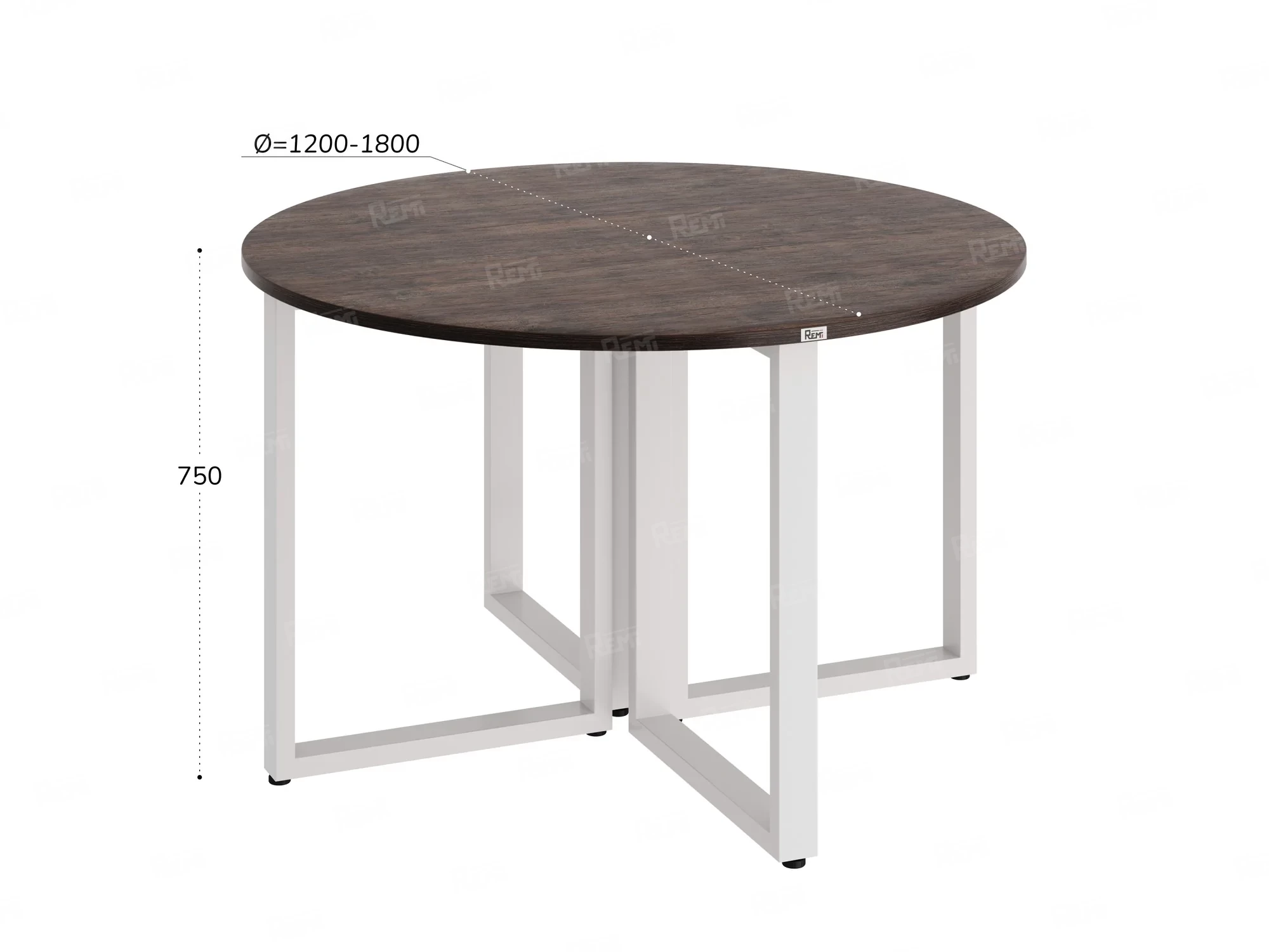 Круглый стол на О-образных опорах 1400x1400x750 RM187-14x14 Дуб Апрельский шоколад/Белый