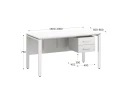 Стол прямой, подвесная тумба, ЛДСП экран, П-опора 1600x600x750 RM031-16x6 Белый/Белый