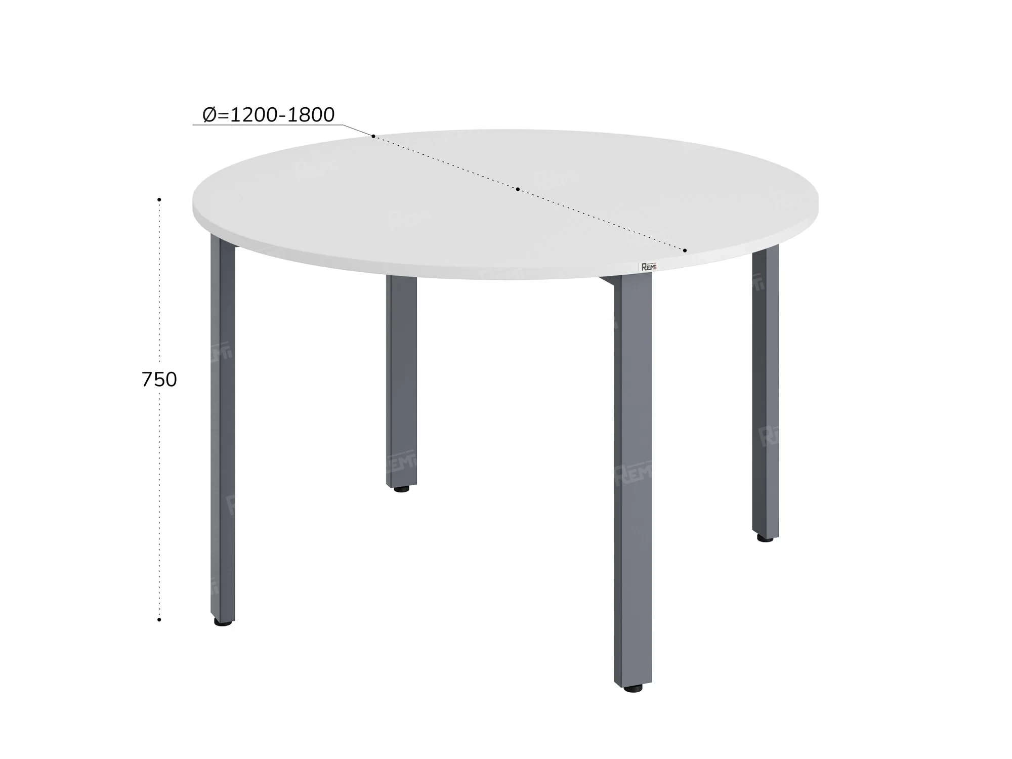 Круглый стол на П-образных опорах 1300x1300x750 RM186-13x13 Белый/Серый