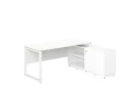 Стол прямой с тумбой R, ЛДСП экран, О-опора 1400x1400x750 RM012R-14x7 Белый/Белый