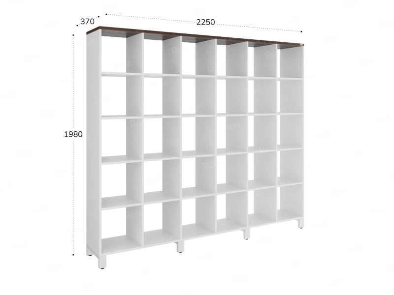 Стеллаж, 30 ячеек 2250х370х1980 RM143-225x37 Дуб Апрельский шоколад/Белый