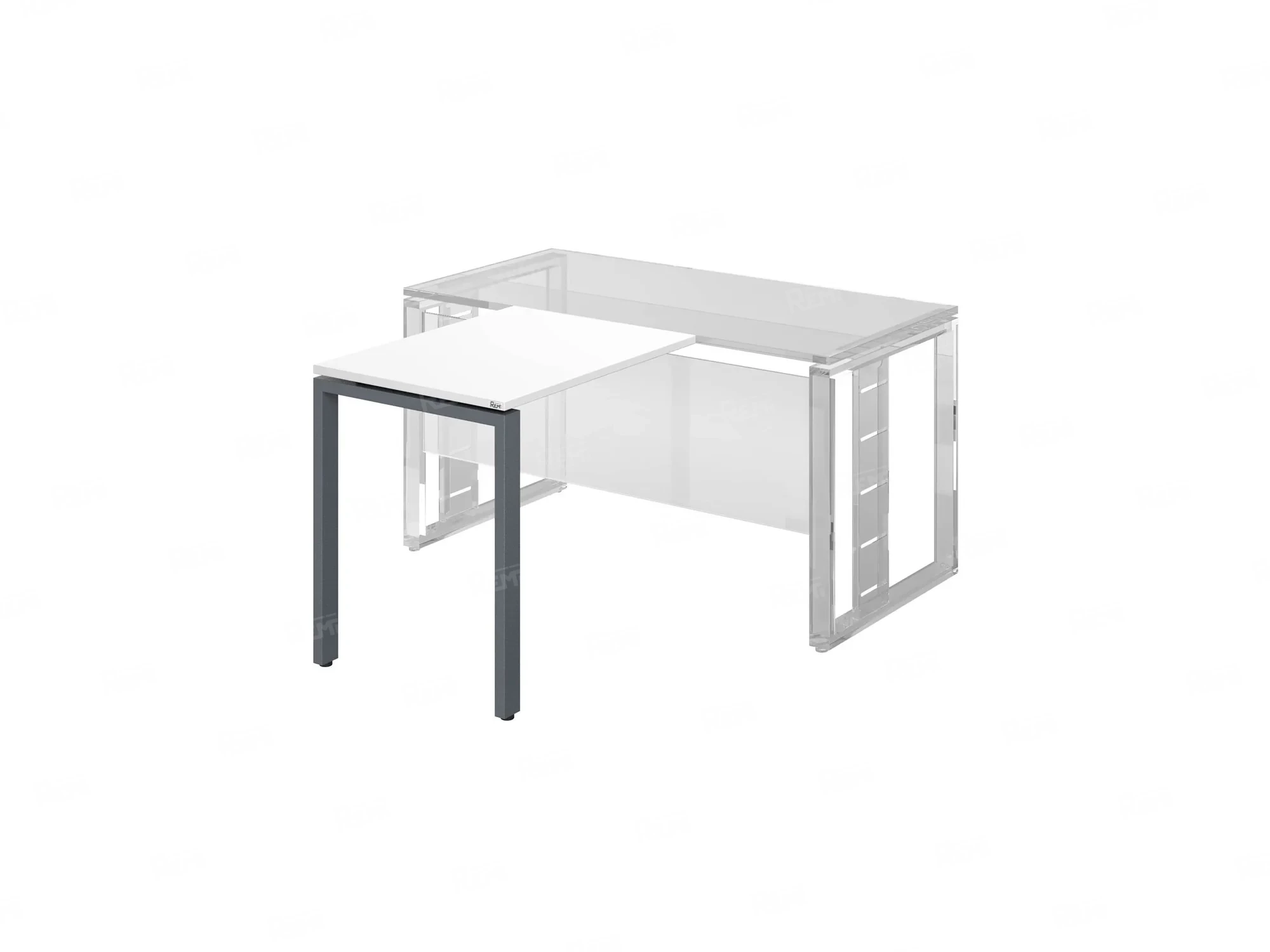 Брифинг прямой, с парящей столешнецей, на П-образном каркасе 1400x700x750 RM070-14x7 Белый/Серый