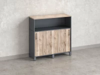 Низкий шкаф-купе, 2 полки с надстройкой 1200x420x1200 RM126-120x42 Дуб Маувелла/Серый