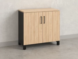 Шкаф низкий распашной, 2 уровня 900x600x850 RM147-90x60 Вяз Швейцарский светлый/Черный