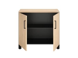 Шкаф низкий распашной, 2 уровня 900x600x850 RM147-90x60 Вяз Швейцарский светлый/Черный