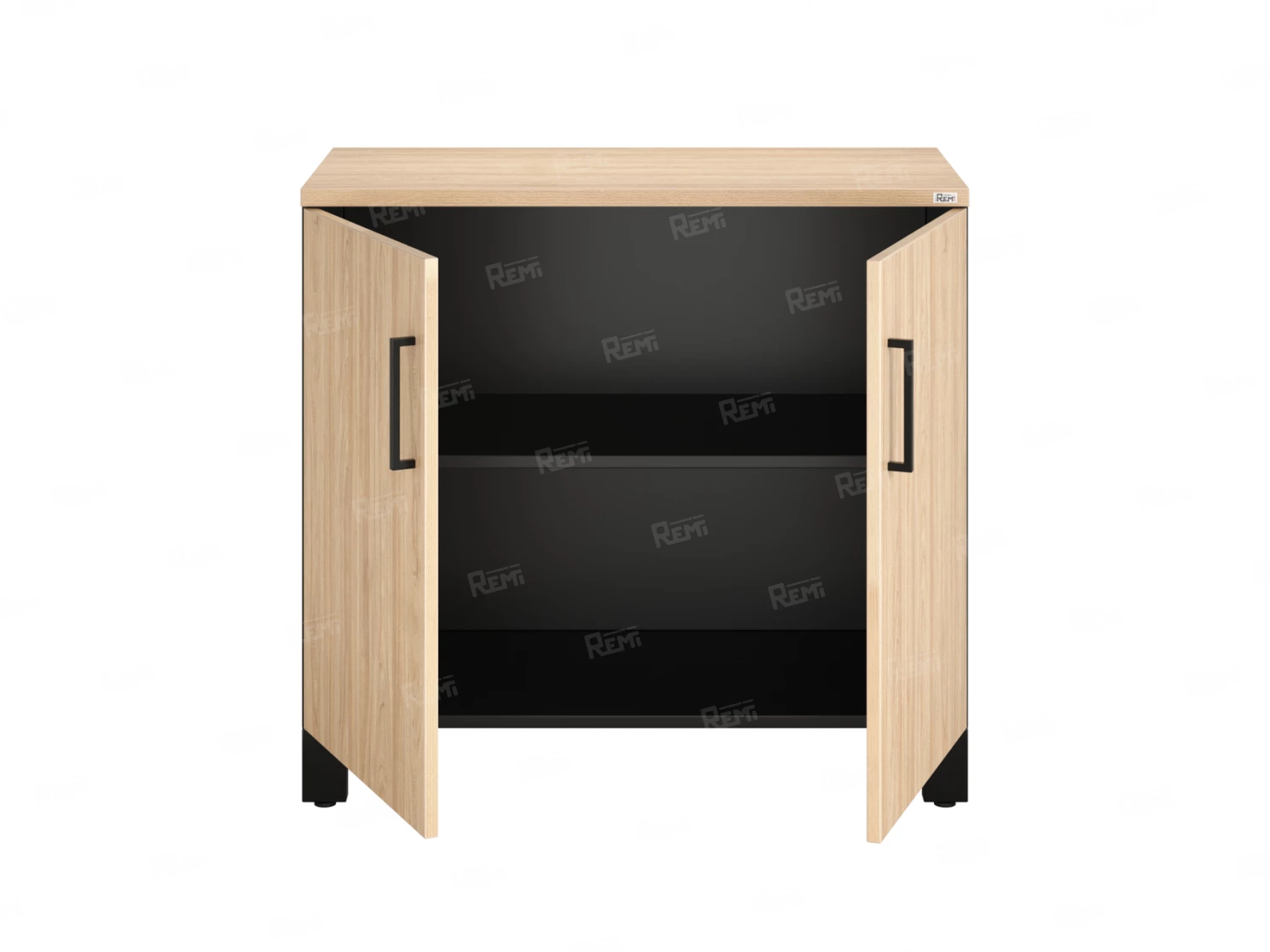 Шкаф низкий распашной, 2 уровня 900x600x850 RM147-90x60 Вяз Швейцарский светлый/Черный