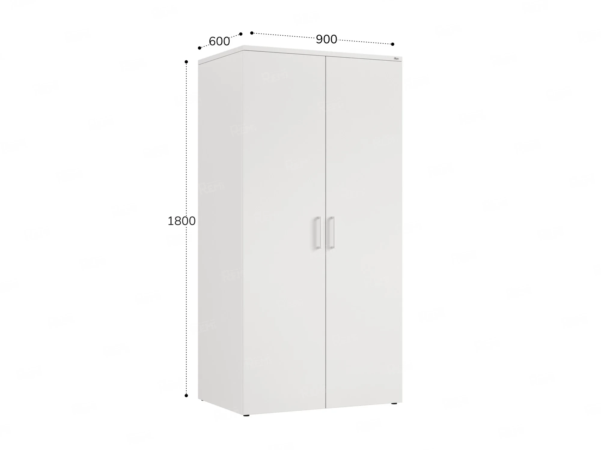 Гардероб, на регулируемых опорах, штанга, 1 полка 900x600x1800 RM159-90x60 Белый/Белый