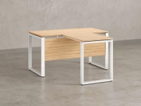 Стол с брифингом с парящей столешницей на О-образных опорах с экраном ЛДСП RM045-10x8 1000x1800x750 Вяз Швейцарский светлый/Белый