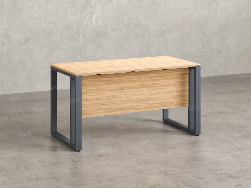 Стол прямой на О-образных опорах с экраном ЛДСП 1200x900x750 RM041-12x9 Вяз Швейцарский светлый/Серый