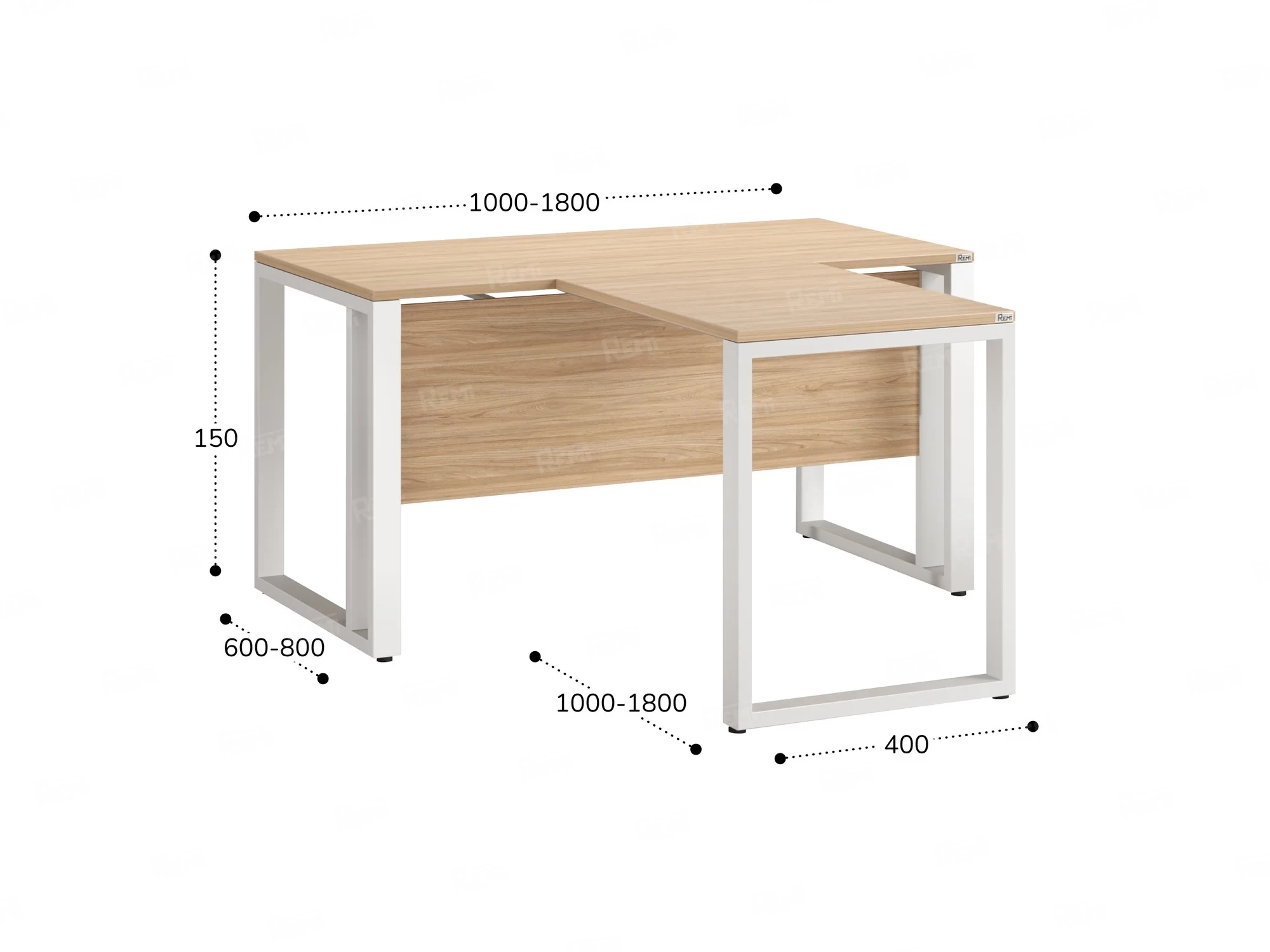 Стол с брифингом на О-образных опорах с экраном ЛДСП RM046-14x7 1400x2100x750 Вяз Швейцарский светлый/Белый