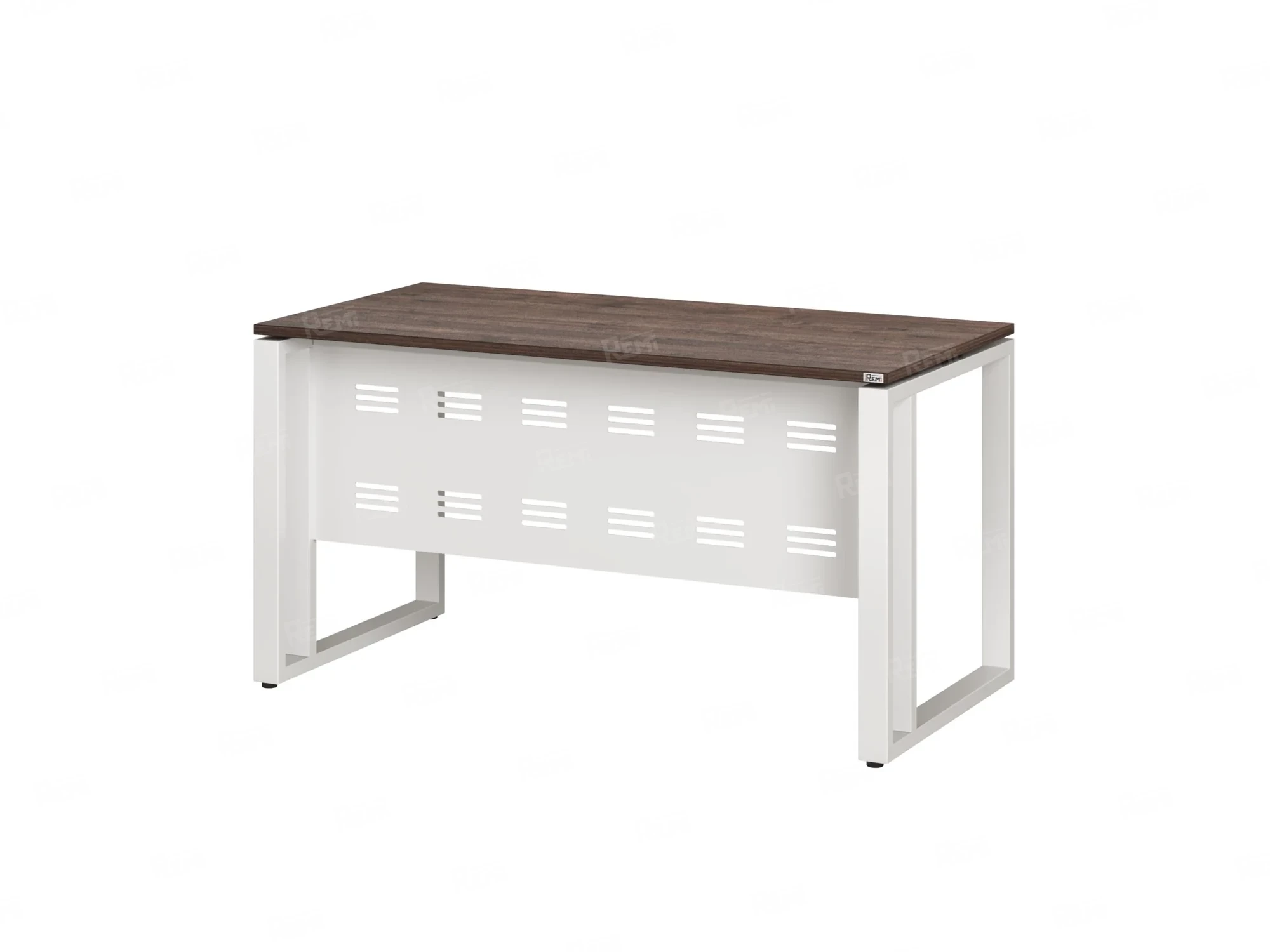 Стол прямой на О-образных опорах с металлическим экраном 1800x900x750 RM042-18x9 Дуб Апрельский шоколад/Белый