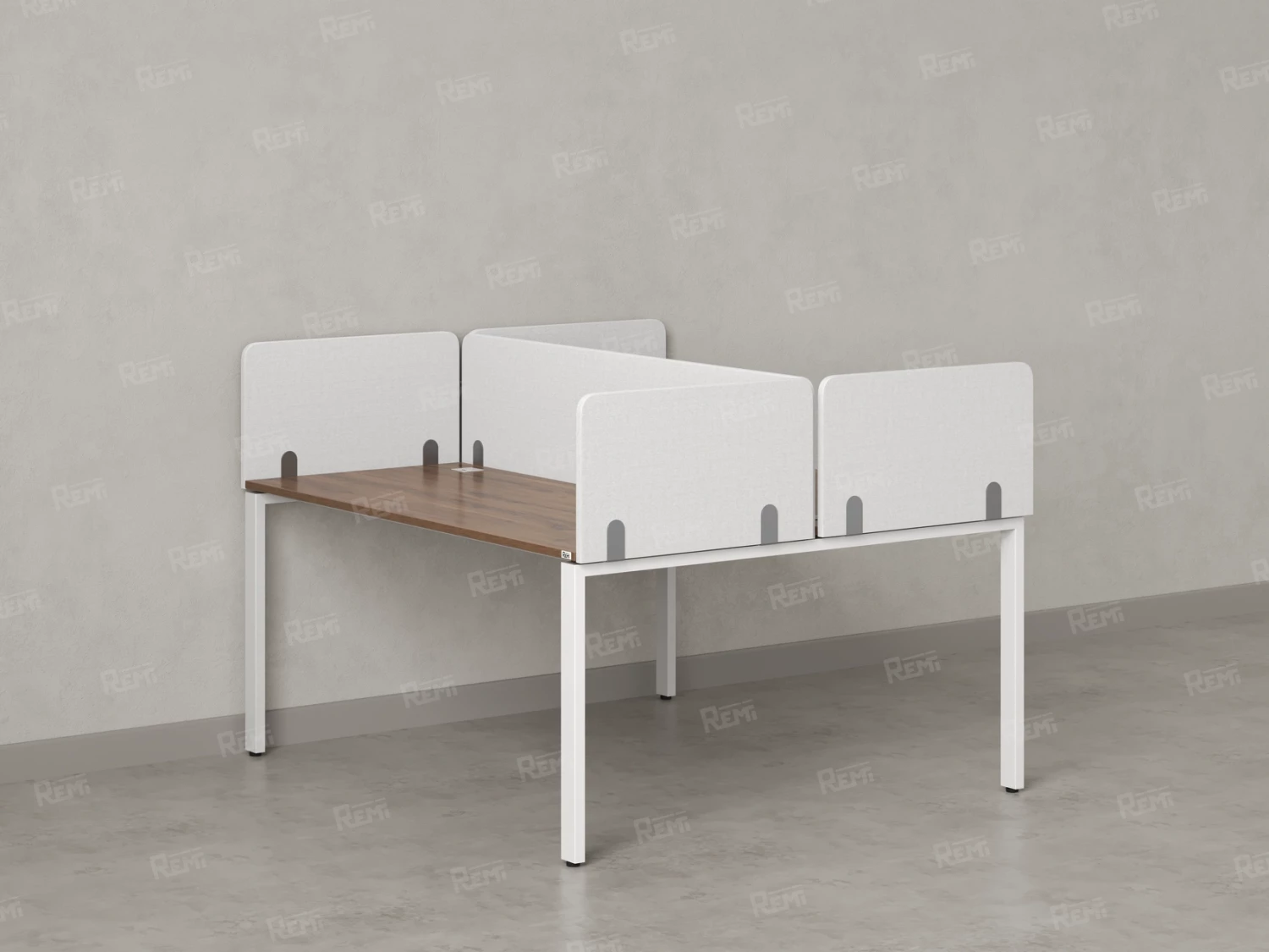 Бенч-система, 2 рабочих места, на П-образных опорах, 5 тканевых экрана 1000x1600x750 RM165-3-10x16 Дуб Юстус/Белый