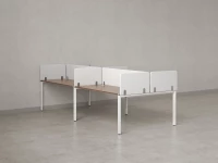 Бенч-система, 4 рабочих места, на П-образных опорах, 8 тканевых экранов 2800x1400x750 RM166-1-14x14 Дуб Юстус/Белый