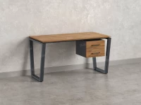 Стол прямой с подвесной тумбой 2 ящика, U-опора 1800x700x750 RM035-18x7 Дуб Юстус/Серый