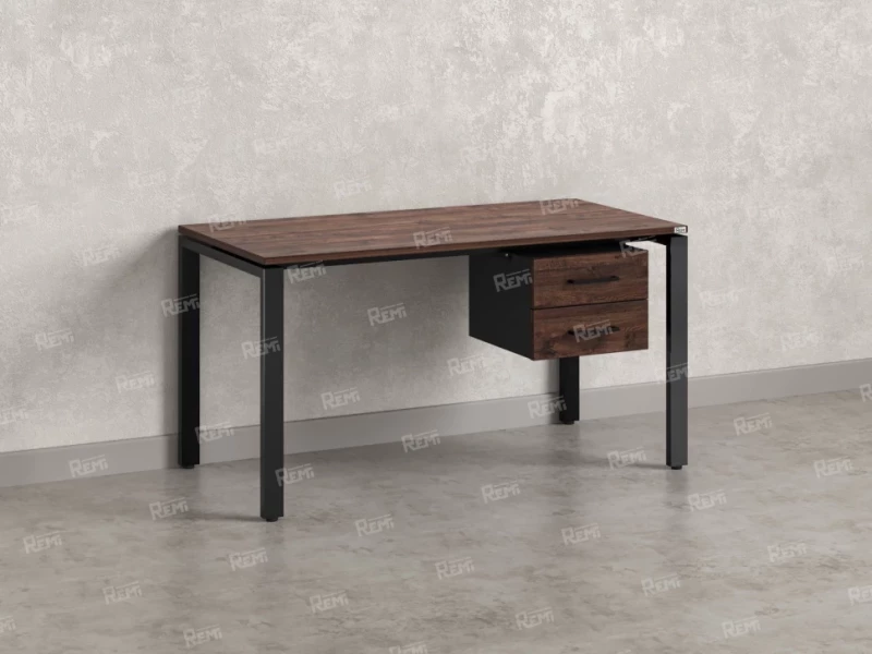 Стол прямой с подвесной тумбой 2 ящика, П-опора 1800x800x750 RM039-18x8 Дуб Апрельский шоколад/Черный