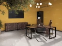 Стол прямой, подвесная тумба, ЛДСП экран, П-опора 1800x800x750 RM030-18x8 Дуб Апрельский шоколад/Черный