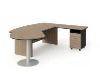 BRL RB073-215x200R Стол рук-ля R угловой с брифингом и тумбой 3 ящика 2150х2000х760 Шорвуд/Черный