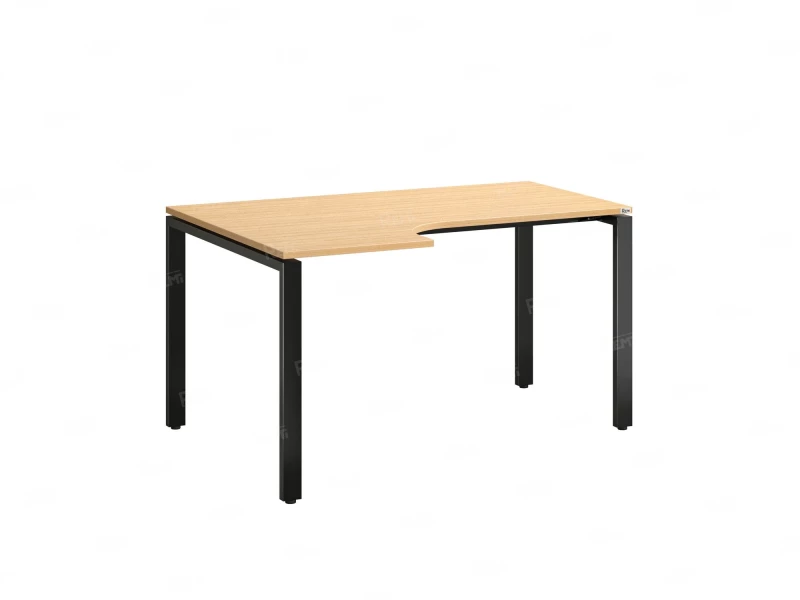 Стол угловой, П-опора, левый 1400x900/1200x750, RM053-14x9-12 Вяз Швейцарский светлый/Черный