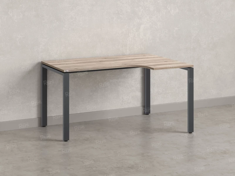 Стол угловой, П-опора, правый 1600x600/900x750, RM052-16x6-9 Дуб Маувелла/Серый