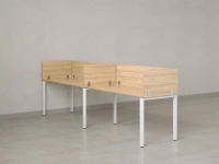 Бенч-система в 1 ряд, 2 рабочих места 5 ЛДСП экранов 2000x700x750 RM167-2-20x7 Вяз Швейцарский светлый/Белый