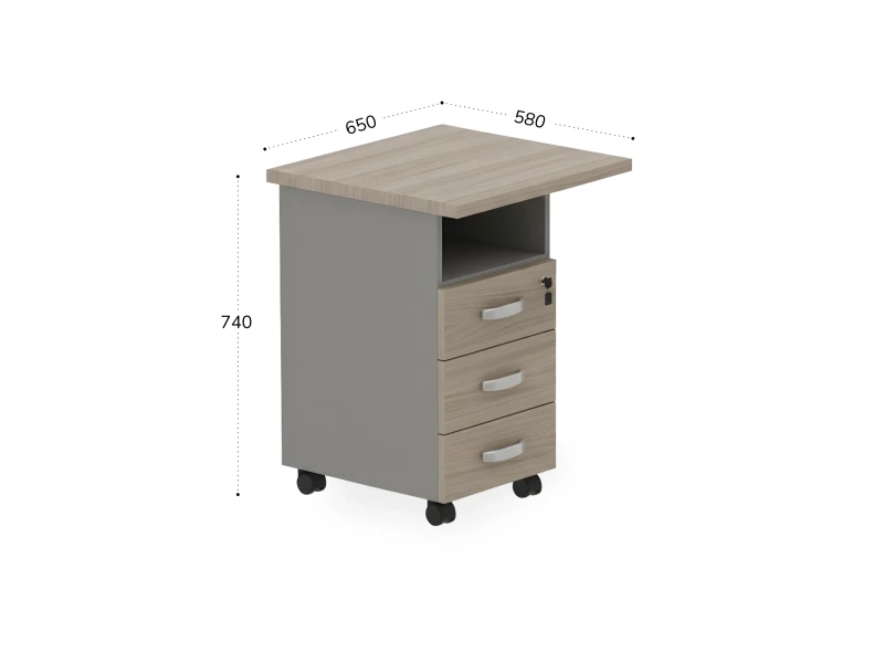 BRL RB092-45х58L Тумба приставная левая 650х580х740 Шорвуд/Серый вулканический