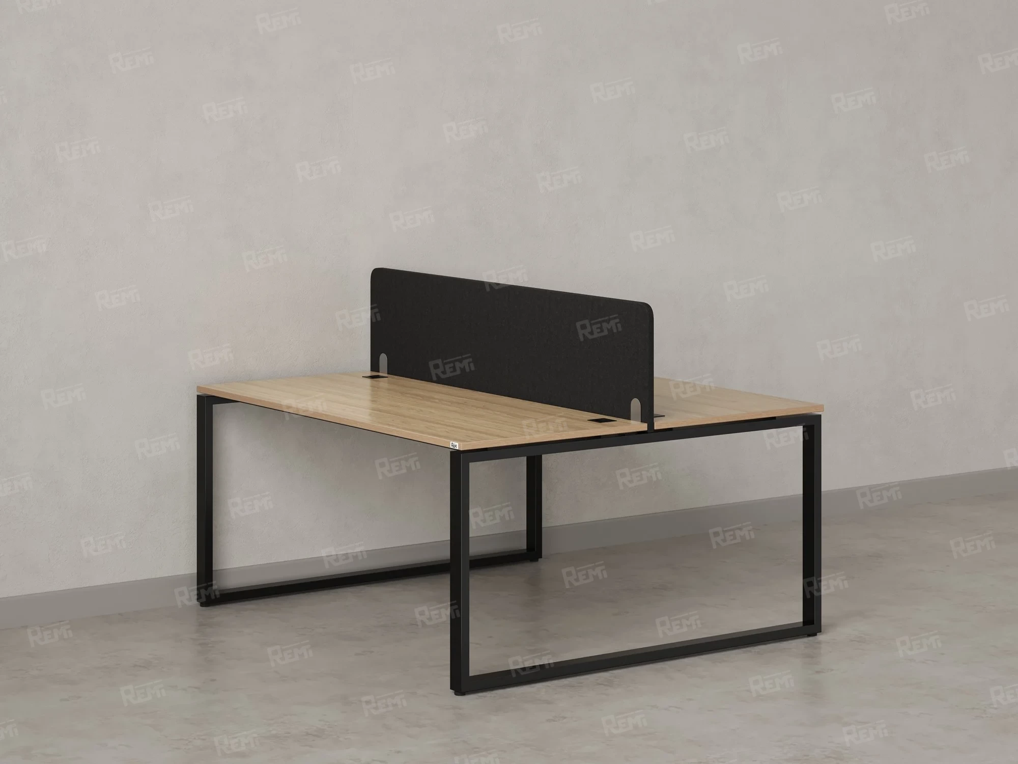 Бенч-система, 2 рабочих места, с одним тканевым экраном 1000x1600x750 RM169-1-10x16 Вяз Швейцарский светлый/Черный