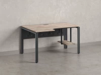 Стол угловой, экран металл, П-опора, левый 1800x600/900x750, RM059-18x6-9 Дуб Маувелла/Серый