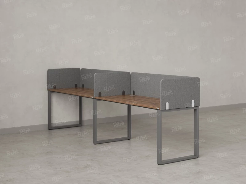 Бенч-система в 1 ряд, 2 рабочих места 5 тканевых экранов 2000x800x750 RM168-1-20x8 Дуб Юстус/Серый