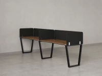 Бенч-система в 1 ряд, 2 рабочих места 5 тканевых экранов 2000x800x750 RM174-1-20x8 Дуб Юстус/Черный