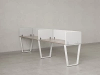 Бенч-система в 1 ряд, 2 рабочих места 5 тканевых экранов 3200x600x750 RM174-1-32x6 Дуб Маувелла/Белый