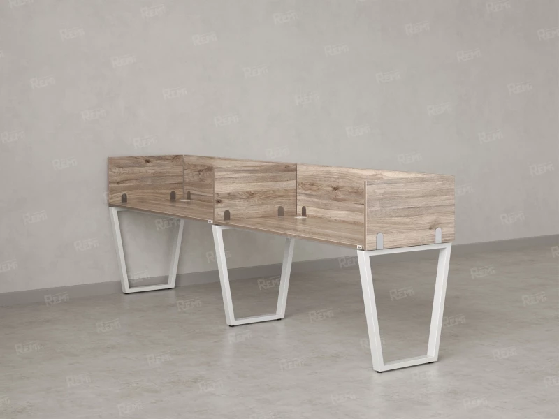 Бенч-система в 1 ряд, 2 рабочих места 5 ЛДСП экранов 3600x800x750 RM174-2-36x8 Дуб Маувелла/Белый