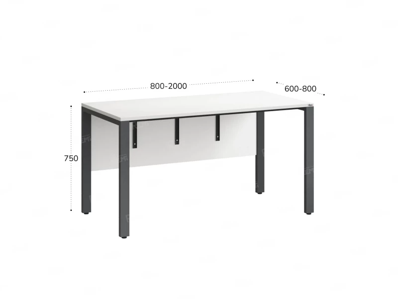 Стол прямой на П-образных опорах, экран ЛДСП 1800x700x750 RM005-18x7 Белый/Серый