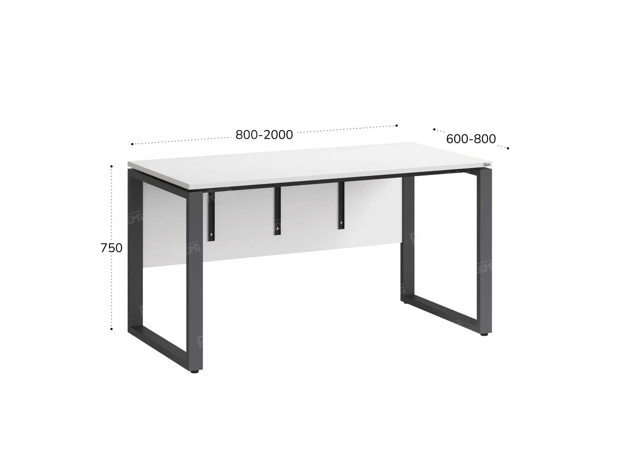 Стол прямой, О-опоры, экран ЛДСП,парящая стол-ца 1600x800x750 RM008-16x8 Белый/Серый
