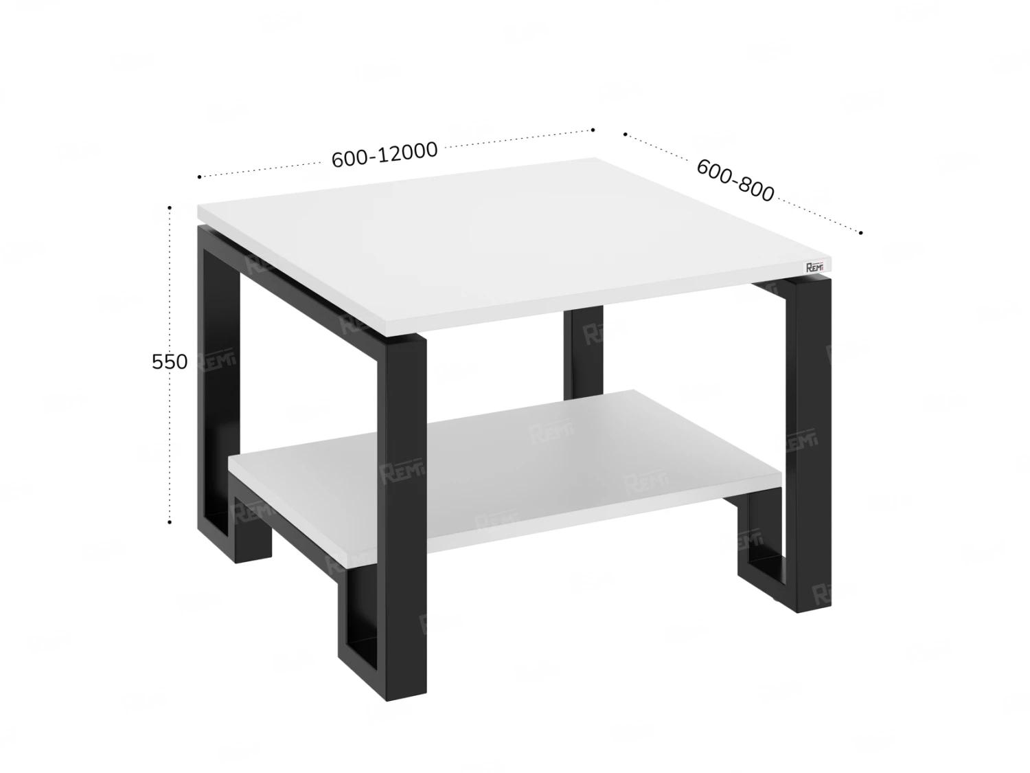 Журнальный стол с полкой 1000x600x550 RM181-10x6 Белый/Черный