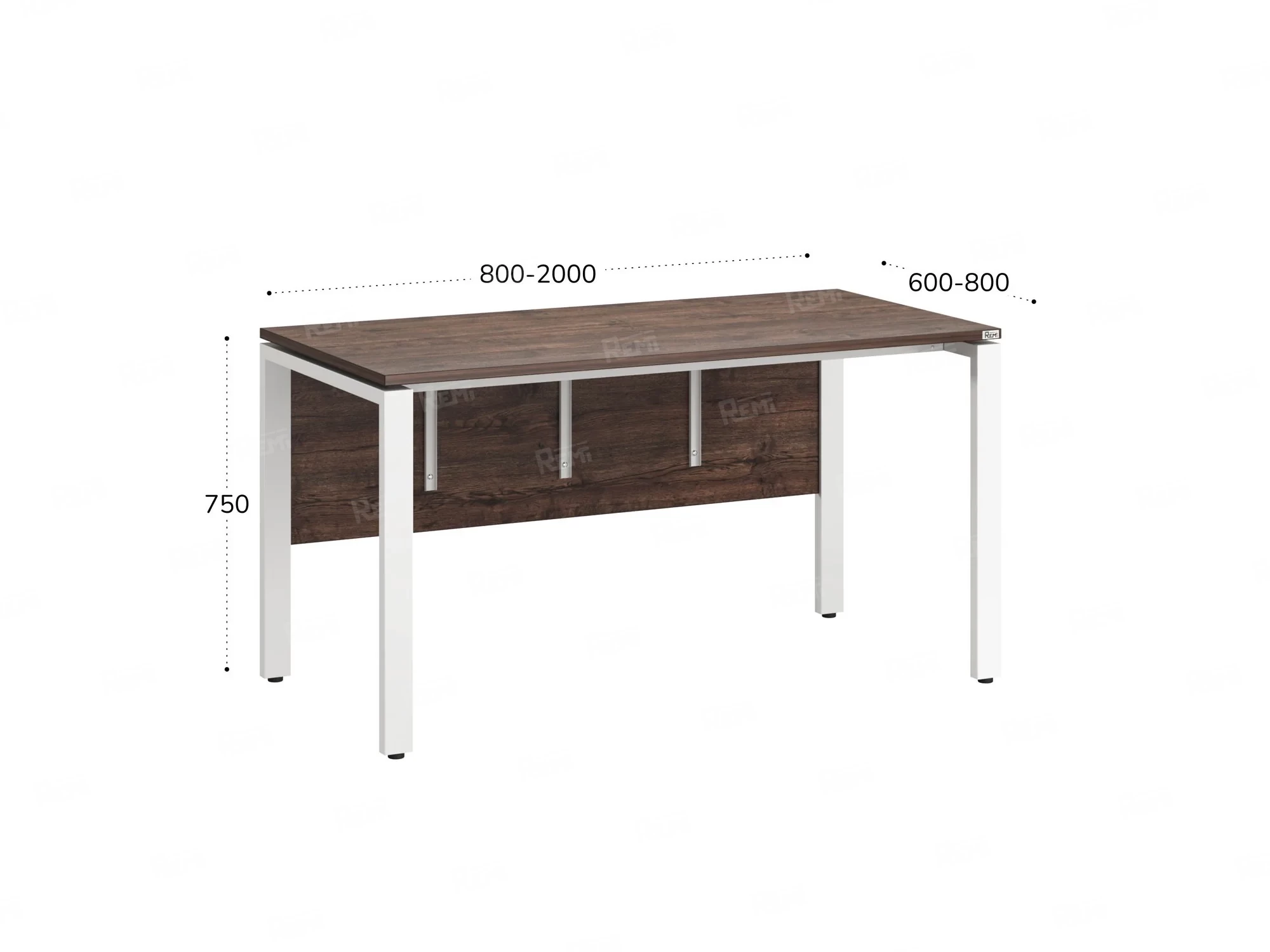 Стол прямой, П-опоры, экран ЛДСП,парящая стол-ца 1200x600x750 RM007-12x6 Дуб Апрельский шоколад/Белый