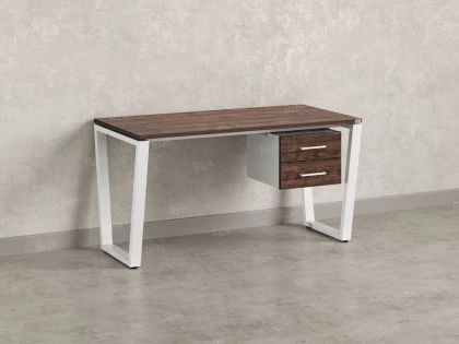 Стол прямой с подвесной тумбой 2 ящика, U-опора 1600x800x750 RM035-16x8 Дуб Апрельский шоколад/Белый